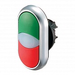 M22-DDL-GR-X1/X0 Сдвоенная кнопка с сигнальной лампой, без фиксации, цвет зеленый+красный с обозначе