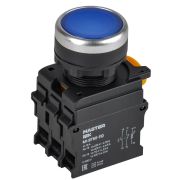 Кнопка с подсветкой d=22мм 1NO+1NC синяя MASTER