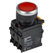 Кнопка с подсвет. и фикс. d=22мм 1NO+1NC красная MASTER