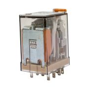 Реле электромеханическое универсальное миниатюрное, монтаж в розетку, 4CO 7A, контакты AgNi, катушка 24В АC, степень защиты RTI, опции: кнопка тест + мех.индикатор