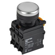 Кнопка с подсвет. и фикс. d=22мм 1NO+1NC белая MASTER