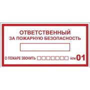 Наклейка «Ответственный за пожарную безопасность» B03 100х200мм PROxima EKF an-4-05